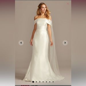 off-the-shoulder mikado trumpet wedding dress